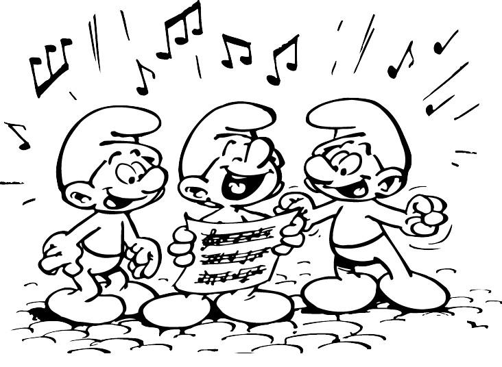 coloriage schtroumpf chorale